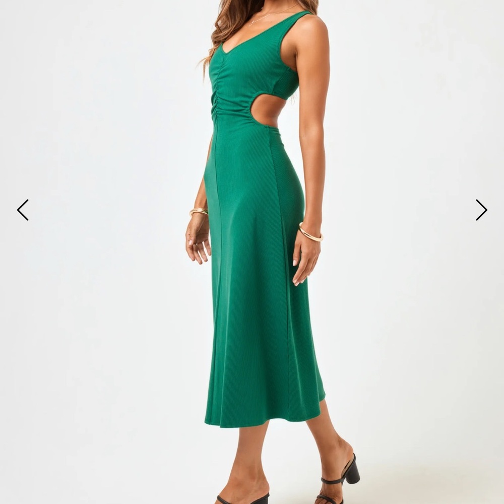 l*space Emerald Green Midi Dress with Cutout Sides - Picture 2 of 3